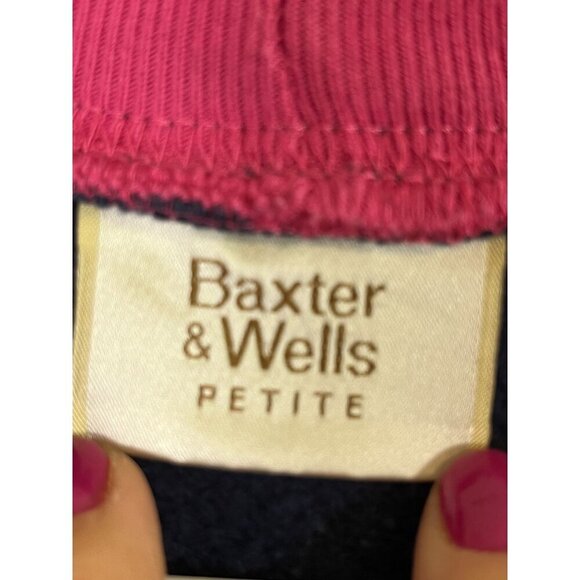 Baxter Wells Sweatshirt PL Blue Pullover Floral Granny 80s Embroidery Mature - Picture 2 of 11